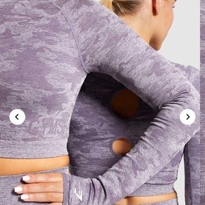 Gymshark crop top long-sleeve purple camo! Medium.